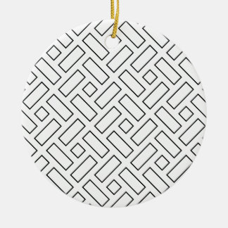 Lineares Schwarz-Weiß-Blockmuster - Weiß Keramik Ornament