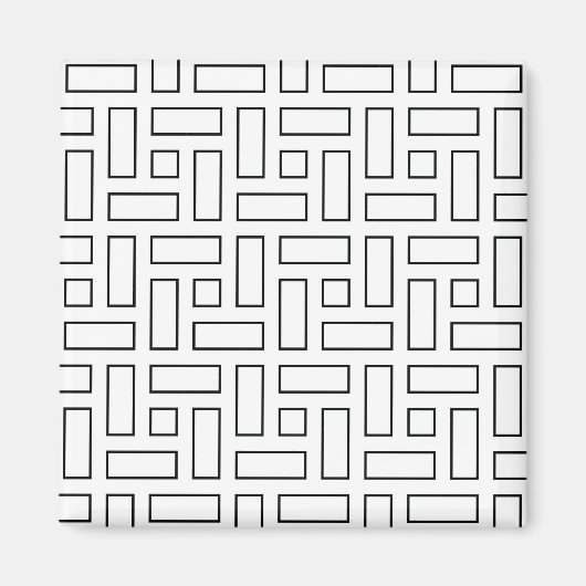 Lineares Schwarz-Weiß-Blockmuster - Weiß Magnet (Vorne)