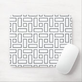 Lineares Schwarz-Weiß-Blockmuster - Weiß Mousepad (Mit Mouse)