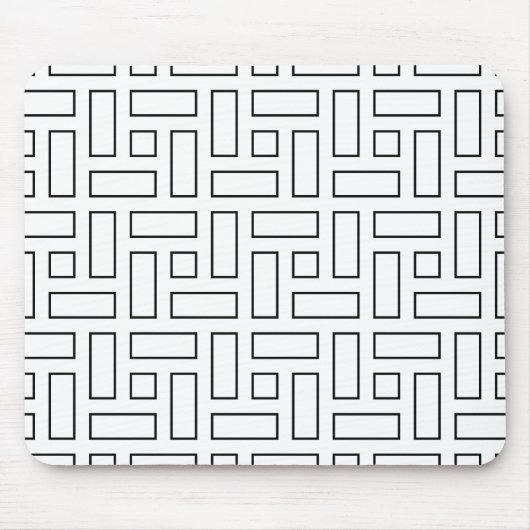 Lineares Schwarz-Weiß-Blockmuster - Weiß Mousepad (Vorne)