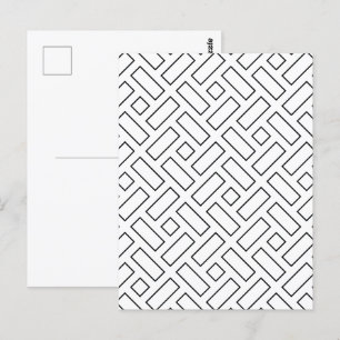 Lineares Schwarz-Weiß-Blockmuster - Weiß Postkarte