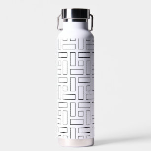 Lineares Schwarz-Weiß-Blockmuster - Weiß Trinkflasche