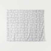 Lineares Schwarz-Weiß-Blockmuster - Weiß Wandteppich (Vorderseite (Horizontal))