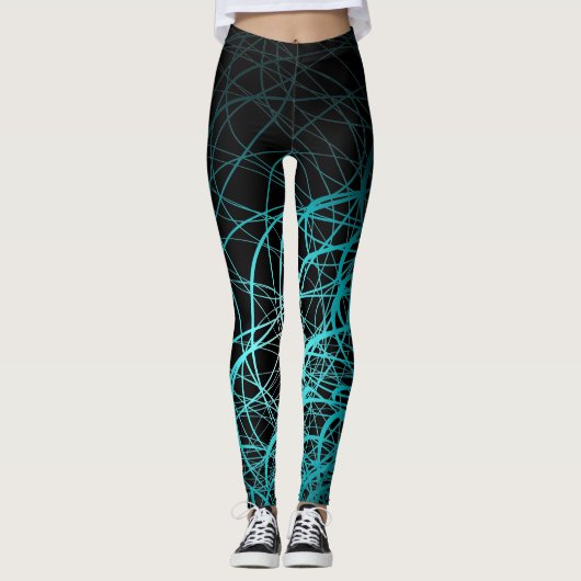 Lineares Wellen-Blau - Leggings (Vorderseite)