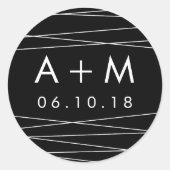 Linearschwarz-weiße Aufkleber für die Hochzeitsmon (Vorderseite)