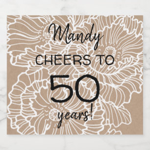 Lineart Blume begehren Geburtstag Bierflaschenetikett