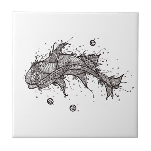 Lineart Whale Keramik Tile Fliese (Vorderseite)