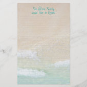 Lined Beach Scene Sand Ocean Personalisiertes Schr Briefpapier (Vorderseite)