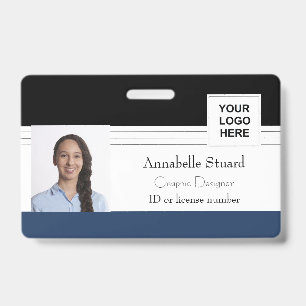 Lined Blue Black Corporate Name Foto Mitarbeiter Ausweis