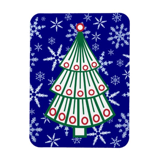 Lined Christmas Tree on Snowflake Blizzard Magnet (Vertikal)