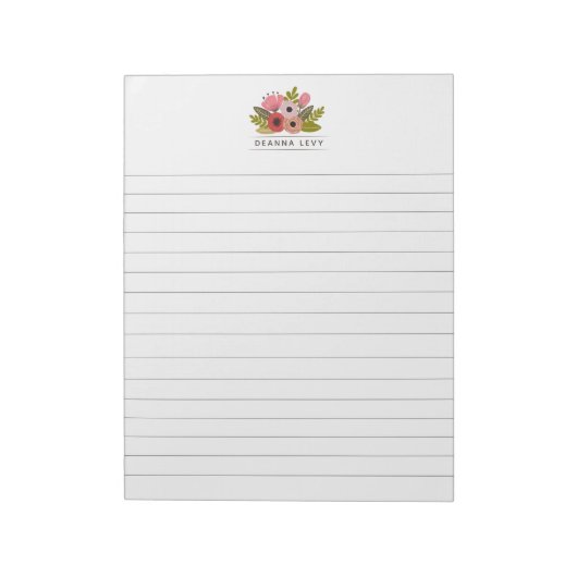 Lined Floral Bouquet Personalisiert Business Notep Notizblock (Rotiert)