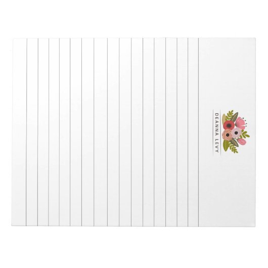 Lined Floral Bouquet Personalisiert Business Notep Notizblock (Vorderseite)