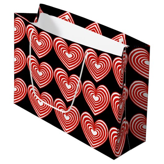 Lined Hearts Große Geschenktüte (Vorderseite Schrägansicht)
