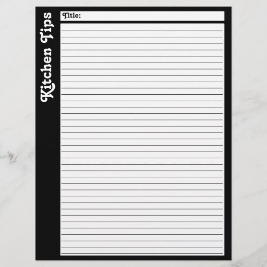 Lined Kitchen Tipps Seite (Leere) (Rückseite)