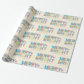 Lined Merry + Helle Ferientypografie Geschenkpapier (Ungerollt)