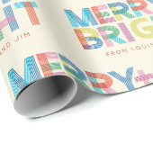 Lined Merry + Helle Ferientypografie Geschenkpapier (Rolleneckpunkt)