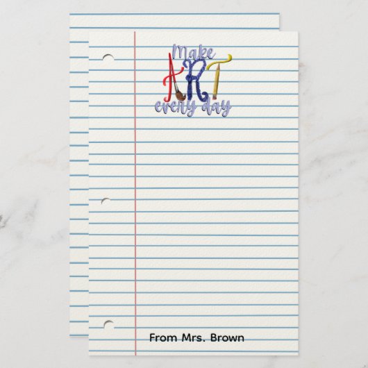 Lined paper Art teacher notepad Briefpapier (Vorne/Hinten)