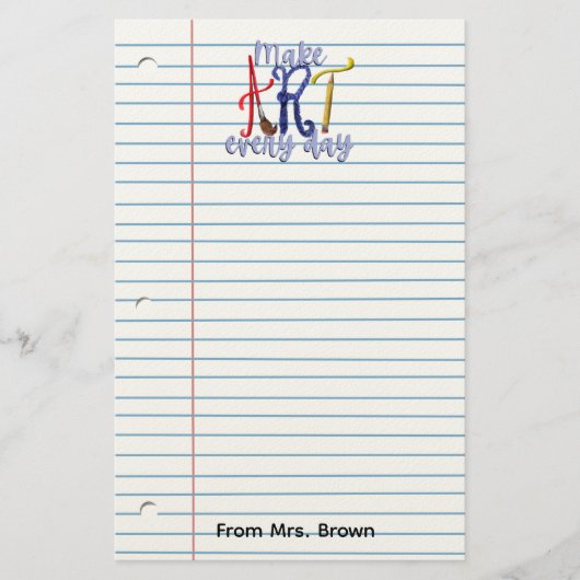 Lined paper Art teacher notepad Briefpapier (Vorderseite)