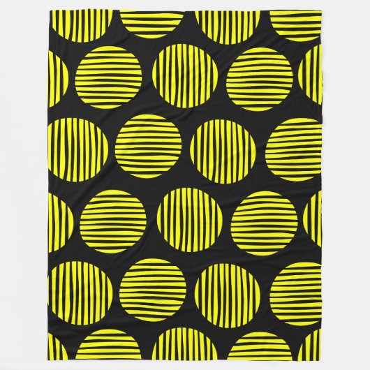 Lined Spots 190917 - Gelb auf schwarz Fleecedecke (Vorderseite)