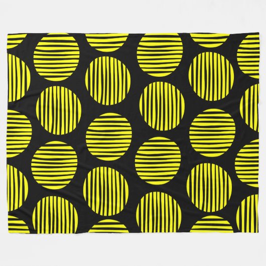 Lined Spots 190917 - Gelb auf schwarz Fleecedecke (Vorderseite (Horizontal))