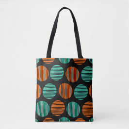 Lined Spots 190917 - Orange und Aqua auf Schwarz Tasche