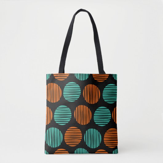 Lined Spots 190917 - Orange und Aqua auf Schwarz Tasche (Vorderseite)