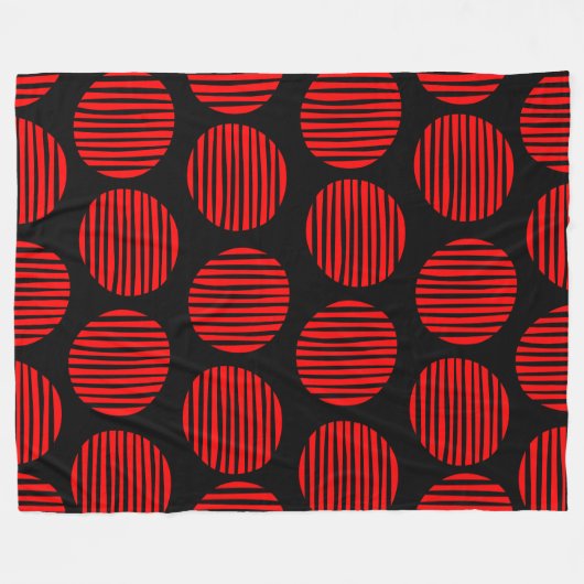 Lined Spots 190917 - Rot auf Schwarz Fleecedecke (Vorderseite (Horizontal))