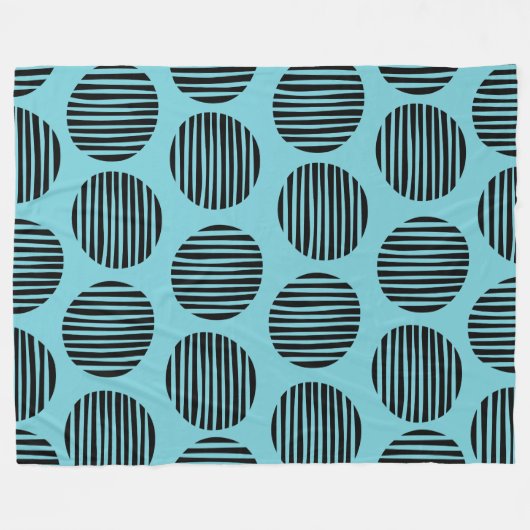 Lined Spots 190917 - Schwarz auf Robin Egg Blue Fleecedecke (Vorderseite (Horizontal))