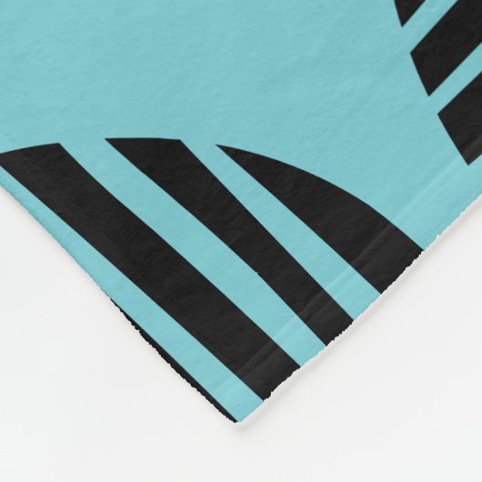 Lined Spots 190917 - Schwarz auf Robin Egg Blue Fleecedecke (Ecke)