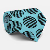 Lined Spots 190917 - Schwarz auf Robin Egg Blue Krawatte (Gerollt)