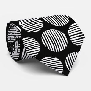 Lined Spots 190917 - White on Black Krawatte