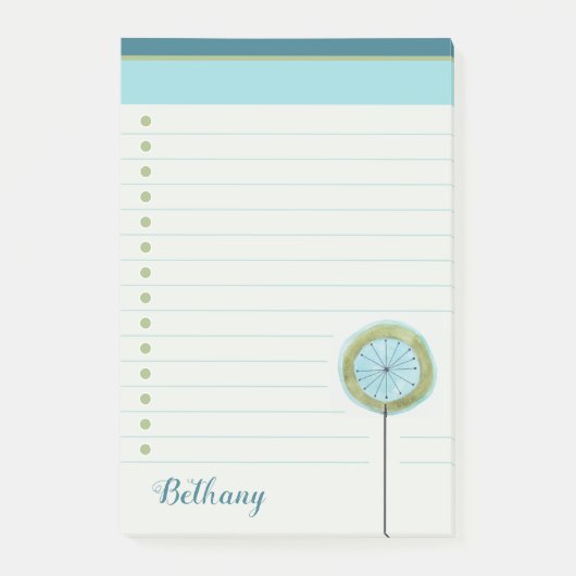 Lined Stylish Modern Blume Bullet List Post-it Klebezettel (Vorderseite)