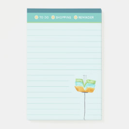 Lined Stylish Modern Blume Shopping List Post-it Klebezettel