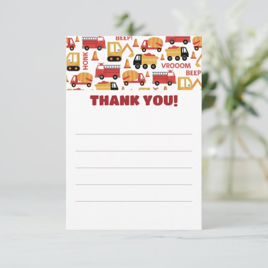 Lined Vroom Honk Beep! Lastkraftwagen Dankeskarte (Stehend Vorderseite)