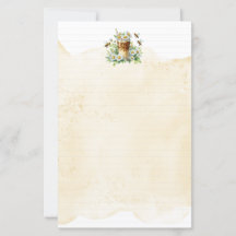 Lined Watercolor Bee Stationery