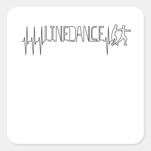 Linedance Line Dance Heartbeat Quadratischer Aufkleber (Vorderseite)