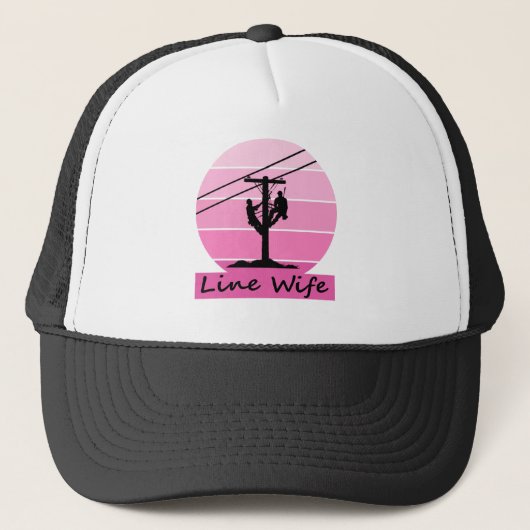 Linefrau Pink Retro Sunset Truckerkappe (Vorderseite)