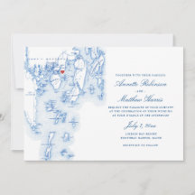 Linekin Bay Resort Boothbay Maine Navy Map Wedding
