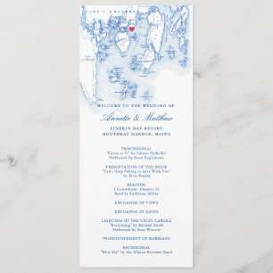 Linekin Bay Resort Maine Elegant Navy Blue Wedding Programm
