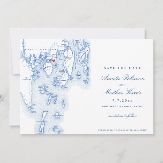 Linekin Bay Resort Maine Elegante Blaue Karte (Vorderseite)