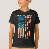Lineman American flag Electric Cable gift Patrioti T-Shirt (Vorderseite)