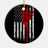 Lineman American Flag Electric Cable Lineman Keramik Ornament (Vorne)