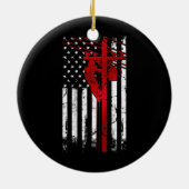 Lineman American Flag Electric Cable Lineman Keramik Ornament (Hinten)