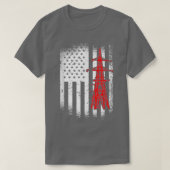 Lineman American Flag Retro Electrician Labour Day T-Shirt (Design vorne)