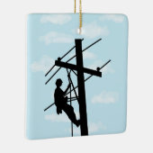 Lineman auf der Silhouette Pole Personalisierte Or Keramikornament (Rechts)