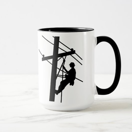 Lineman auf Pole Black Silhouette Tasse (Rechts)