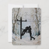 Lineman Christmas Card Feiertagskarte (Vorderseite)