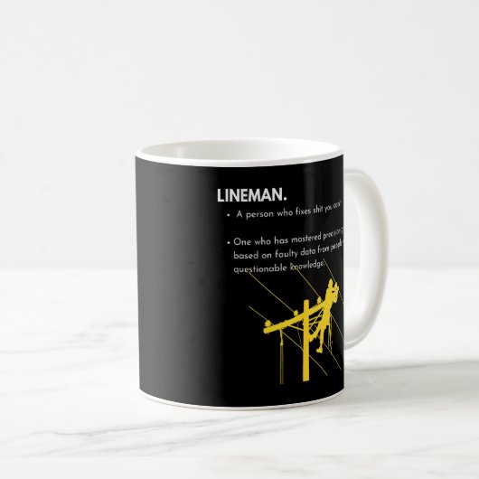 Lineman Definition mit Pole Climber für Linemen S Kaffeetasse (VorderseiteRechts)