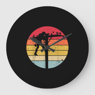 Lineman Electrician Gift Große Wanduhr