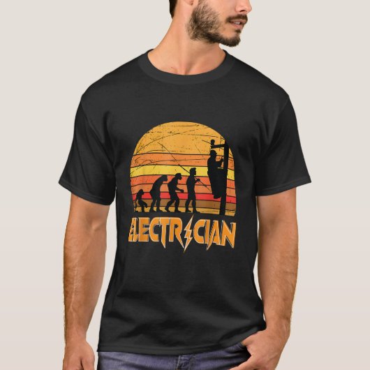 Lineman Evolution Lustiger Strom Elektriker Stromv T-Shirt (Vorderseite)